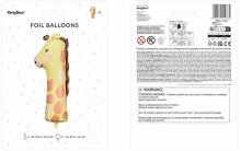 Ikonka Art.KX4535_5 Foil balloon number "1" - Giraffe 31x82 cm