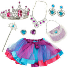 Ikonka Art.KX4432 Costume queen princess crown handbag 9 items
