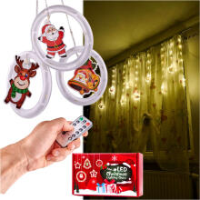 Ikonka Art.KX5249_1 LED Christmas picture curtain lights in circles 3m 10 bulbs with battery remote control