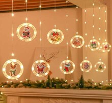 Ikonka Art.KX5249_1 LED tuled jõulupildi kardinad ringid 3m 10 lambid patarei puldiga kaugjuhtimispuldi