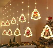 Ikonka Art.KX5249_2 LED Ziemassvētku eglīte attēlu aizkaru gaismas 3m 10 USB spuldzes