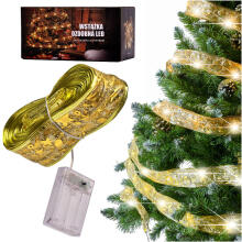 Ikonka Art.KX4352 Lente dekoratīvā LED lente 10m 100LED Ziemassvētku eglīte iedegas Ziemassvētku rotājumi silti balta ar baterijām