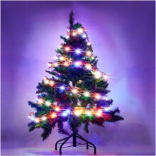 Ikonka Art.KX4352_2 Juosta dekoratyvinė LED juosta 10m 100LED Kalėdų eglutės žibintai Kalėdų dekoracijos įvairiaspalvės su baterijomis