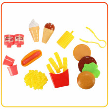 Ikonka Art.KX4305 Bērnu virtuve čemodānā ātrās ēdināšanas burgeru komplekts saldējums frī kartupeļi 55cm