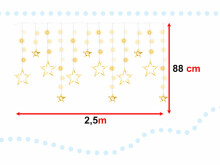 Ikonka Art.KX4280 LED star curtain lights 2.5m 138LED warm white