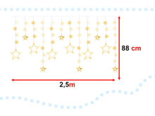 Ikonka Art.KX4280 LED zvaigžņu aizkaru apgaismojums 2,5 m 138LED silti balts