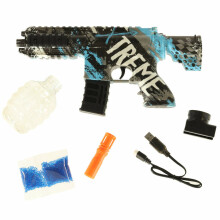Ikonka Art.KX4089 Vandens šautuvas mėlynas gelio kamuoliukų pistoletas USB baterija maitinamas 550 vnt. 7-8 mm