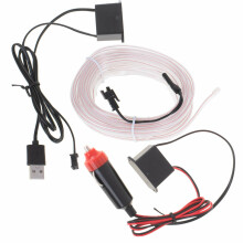 Ikonka Art.KX4955_2 LED aplinkos apšvietimas automobiliui / automobilio USB / 12 V juosta 5 m balta