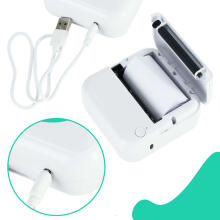 Ikonka Art.KX4218 Mini termisko uzlīmju foto printeris + USB kabelis kvadrātveida zils