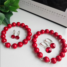 La bebe™ Jewelry Natural Stone Earrings Light Siam Серьги из серебра 925 пробы с 8 мм кристаллом