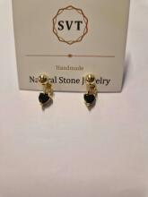 La bebe™ Jewelry Natural Stone Earrings apzeltīti auskari ar cirkonu