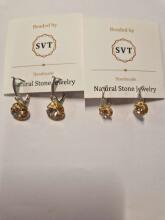 La bebe™ Jewelry Natural Stone Earrings Peach Auskari sudraba 925 ar 8 mm kristālu