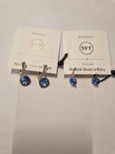 La bebe™ Jewelry Natural Stone earrings Light Saphire Серьги из серебра 925 пробы с 10 мм кристаллом