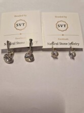 La bebe™ Jewelry Natural Stone earrings Auskari sudraba 925 ar 8 mm kristālu