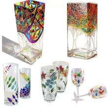 Ikonka Art.KX3876_1 Krāsas stikla keramikai, porcelānam, porcelānam, krāsošanai uz stikla 6 krāsas x 25ml + otas gleznošanas palete