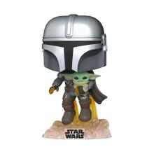 FUNKO POP! Vinila figūriņa: Star Wars: The Mandalorian ar lidojošu mugursomu