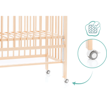 Fillikid Bedside Crib Nino  Art.555-00 Natur Laste voodi puidust, häll