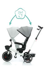Fillikid Niki 360 tricycle Art.6018-05 White Grey Bērnu trīsritenis ar rokturi un jumtiņu