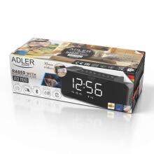 Ikonka Art.KX4140 Adler AD 1190 Silver Radiobudzik bezprzewodowy radio budzik przenośny Bluetooth USB AUX karta SD 2600mAh