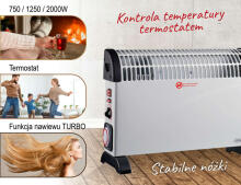 Ikonka Art.KX4137 Mesko MS 7741w Grzejnik konwektorowy elektryczny Timer Turbo nawiew termostat <45dB 2000W