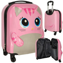 Ikonka Сat Art.KX3963_3  Children's travel case on wheels cat pink