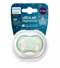 Philips Avent Ultra Air Night  Art.SCF377/01  Силиконовая пустышка  0-6м, BPA-Free (2 шт.)