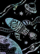 AVENIR Scratch set with stencil: Space