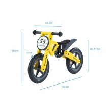 Moovkee Balance Bike Alex Air Art.159828 Yellow Rožinis vaikiškas motoroleris su mediniu rėmu