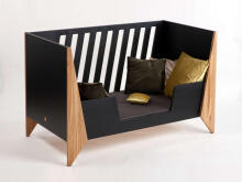 Nordi Kidson Baby Bed Oak Art.NF02001-2 Black bērnu koka gulta no dabīga ozola 144x90x78сm