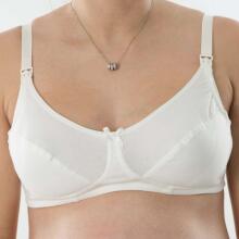 La Bebe™ Lingerie Basic Bio Cotton Art.16058 White (Milk) grūtnieču/barošanas krūšturis ar mīksto atpogājamu bļodiņu un stabilu krūšu atbalstu
