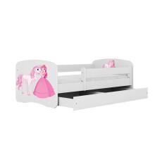 Bed babydreams white princess horse with drawer with non-flammable mattress 140/70