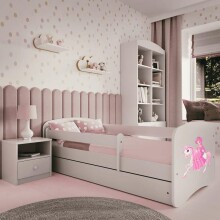 Bed babydreams white princess on horse without drawer with mattress 180/80
