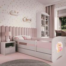 Bed babydreams white teddybear butterflies with drawer with non-flammable mattress 160/80