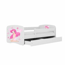 Bed babydreams white fairy with butterflies with drawer with non-flammable mattress 160/80