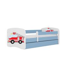 Bed babydreams blue fire brigade with drawer with non-flammable mattress 140/70