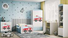Bed babydreams blue fire brigade with drawer with non-flammable mattress 180/80