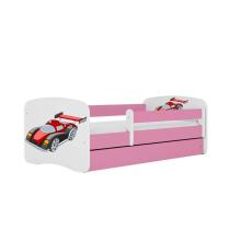 Bed babydreams pink racing car without drawer with mattress 140/70