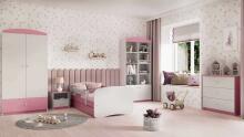 Bed babydreams pink without pattern with drawer with non-flammable mattress 160/80