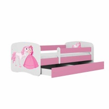 Bed babydreams pink princess horse with drawer with non-flammable mattress 160/80