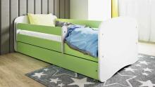 Babydreams green bed without a pattern with a drawer, mattress 180/80