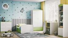 Babydreams green bed without a pattern with a drawer, mattress 180/80