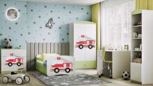 Bed babydreams green fire brigade with drawer with non-flammable mattress 180/80