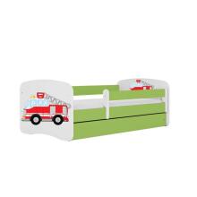 Bed babydreams green fire brigade with drawer with non-flammable mattress 160/80