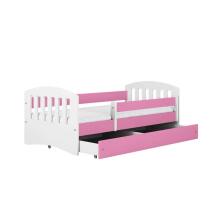Bed classic 1 pink with drawer with non-flammable mattress 180/80