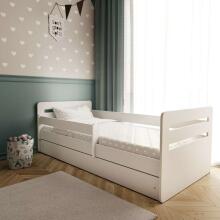Bed tomi white with drawer with non-flammable mattress 180/80