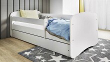 Babydreams white bed without a pattern, without a drawer, coconut mattress 160/80