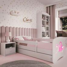 Babydreams white princess bed on a horse with a drawer, coconut mattress 160/80