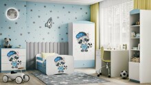 Bed babydreams blue raccoon with drawer with non-flammable mattress 140/70