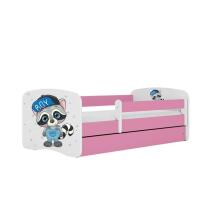 Bed babydreams pink raccoon with drawer with non-flammable mattress 140/70