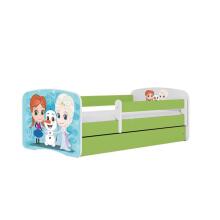 Bed babydreams green frozen land with drawer with non-flammable mattress 160/80